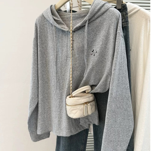 设计感小众内搭遮肉衫 胖MM大码 宽松大版 T恤女春秋季 240斤连帽长袖