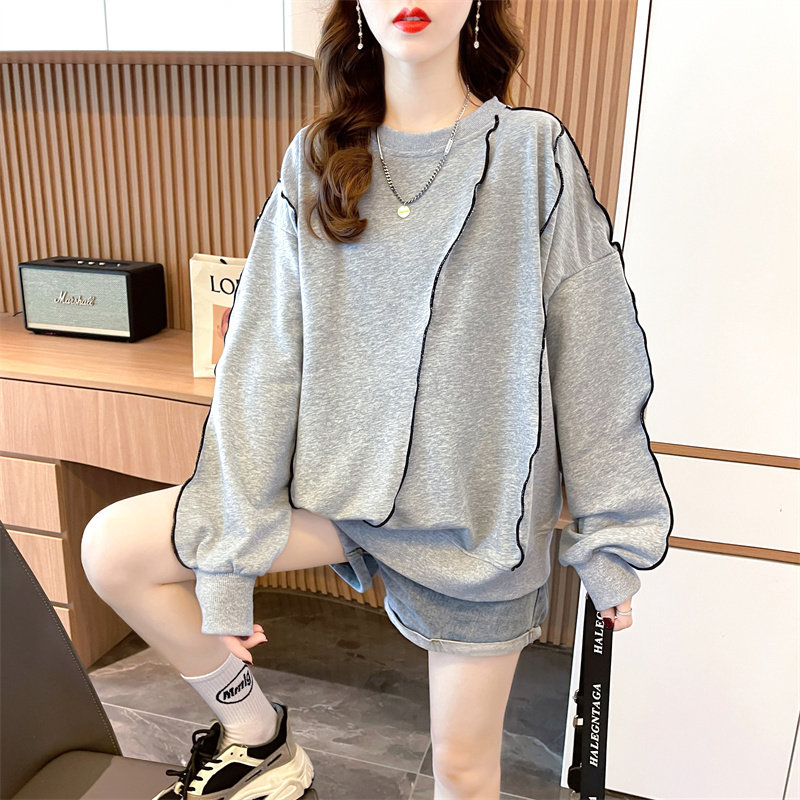 早秋装2025年新款大码女装胖mm无帽卫衣女士薄款秋衣外穿长袖上衣