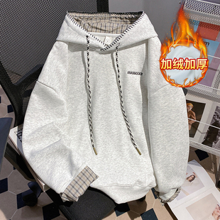 美式复古连帽高质量加绒加厚卫衣女2025新款秋冬季宽松慵懒风上衣