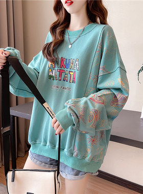 大码女装2025年新款拼接卫衣女士春秋薄款胖mm设计感减龄上衣显瘦