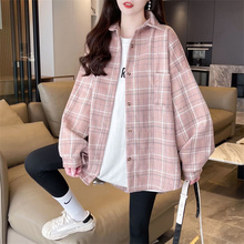 大码女装2025新款秋冬季加厚格子衬衫外套女今年流行的爆款上衣服