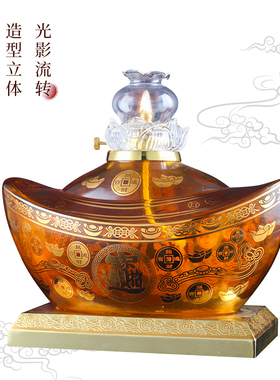 纯黄铜油灯酥油灯盏佛堂前供灯家用供奉玻璃防风佛油灯烛台长明灯