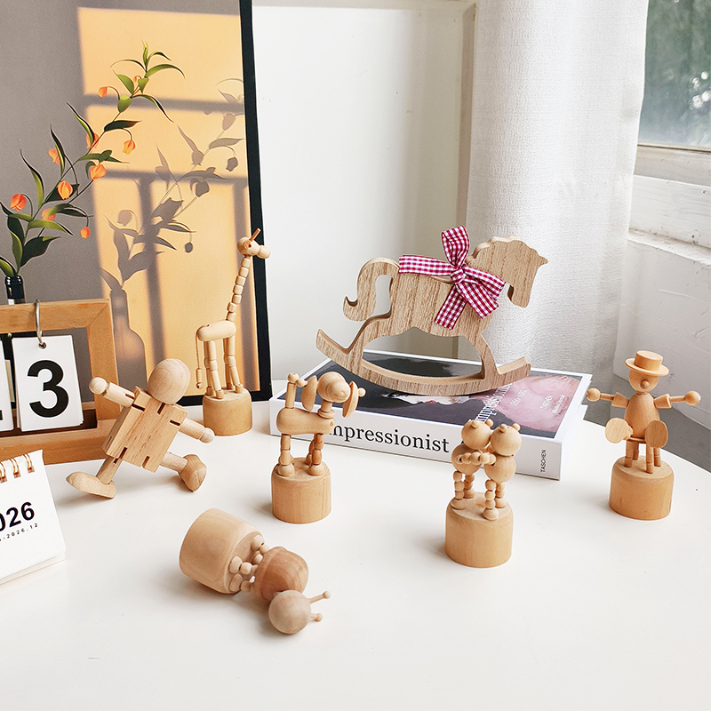 卡通解压桌面木头动物摆件