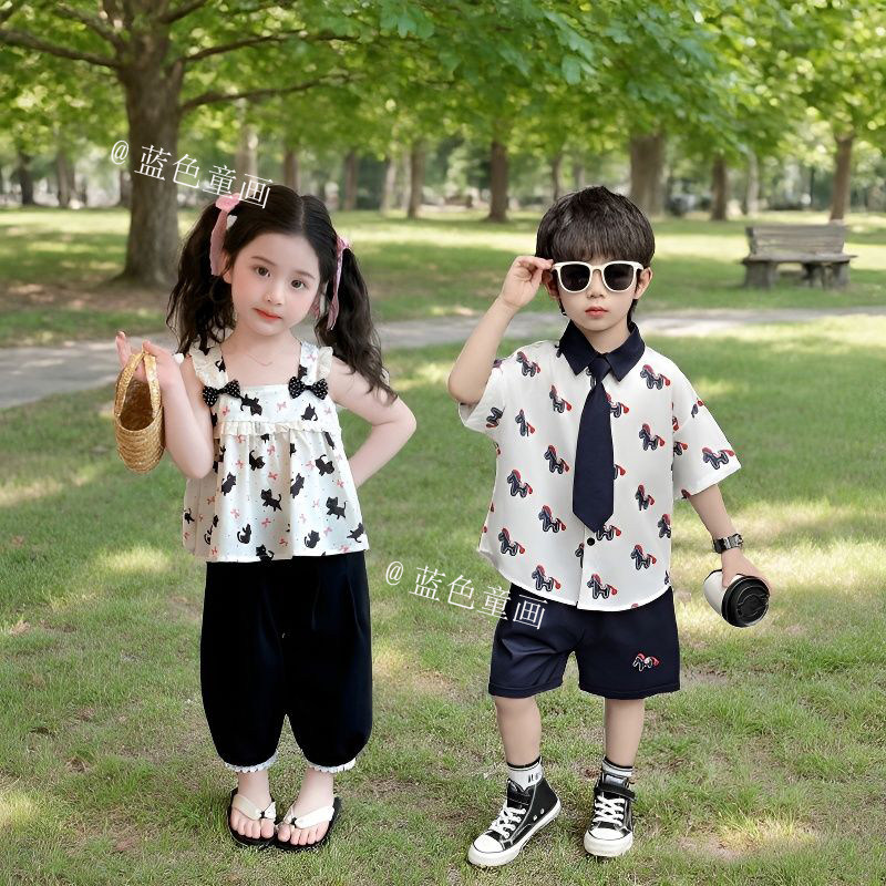 龙凤胎兄妹姐弟夏季韩版卡通童装