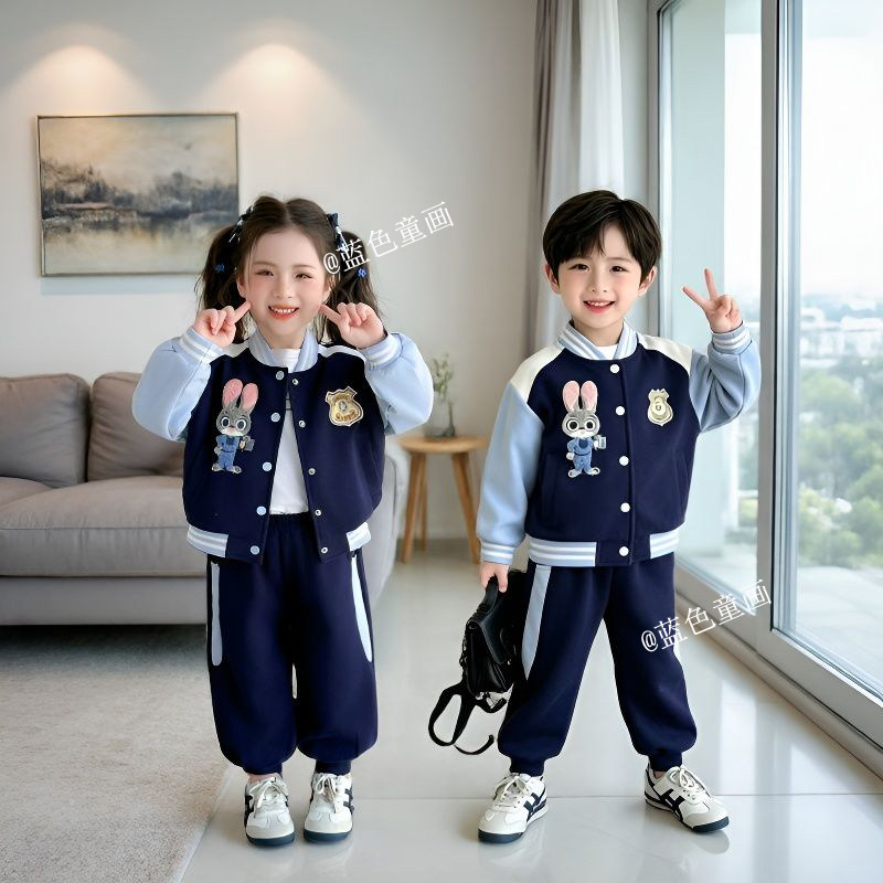 洋气兔子警官衣服龙凤胎兄妹套装
