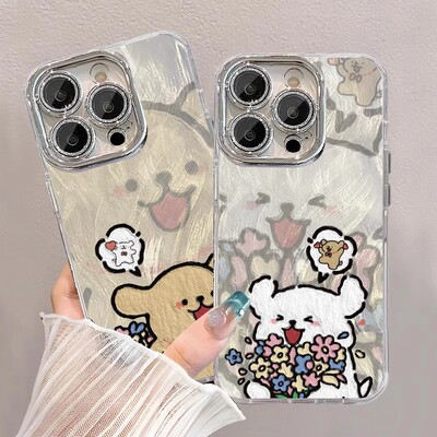 线条小狗羽纱手机壳适用苹果17Air16promax小米15情侣iphone14华为mate70propura80荣耀vivo红米k90一加oppo