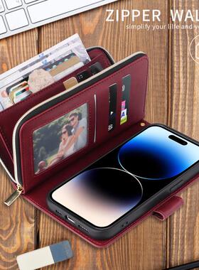 适用三星A53手机壳A23保护套A56防摔A13新款A36欧美钱包式皮套A16拉链卡包A35 A55 A25 A15 S24 S23 S22 S34