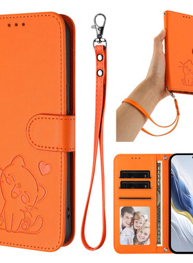 适用小米15手机壳17promax超薄翻盖CIVI3小米12/12X/12S卡通猫13lite腕带挂绳11ultra插卡支架14T高级感皮套