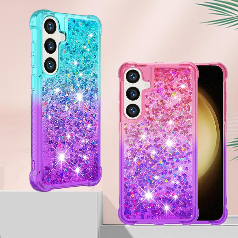 适用于三星S25手机壳S24四角加固A55 a56渐变流沙S22+全包保护套A35防滑S21FE防摔A53奢华外壳A54 A15 A16新