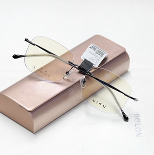 逸夫超轻纯钛无框眼镜男无边框纯欲舒颜大框女简约近视眼镜架金色