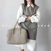 bounded有界真皮头层软牛皮实用通勤上班公文包波士顿电脑包简约