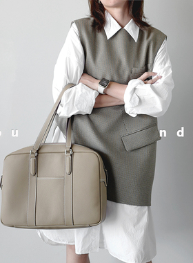 bounded有界真皮头层软牛皮实用通勤上班公文包波士顿电脑包简约