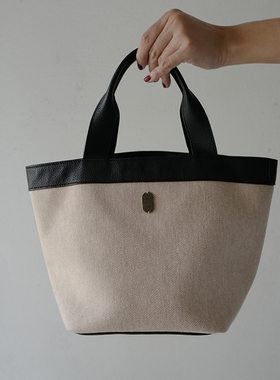 日本bounded女包小众设计感真皮帆布包手提包大容量托特ins妈咪包