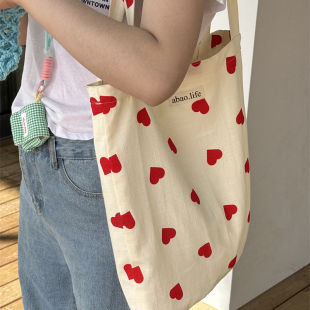 阿宝-自制韩风ins爱心包大容量单肩包手提包小众可爱学生