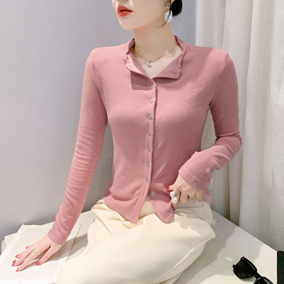 长袖通勤常规纽扣拼接