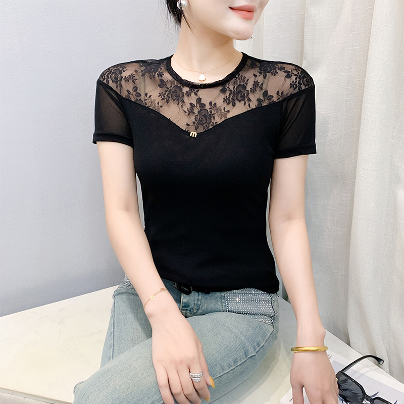 性感透视网纱短袖设计感洋气上衣