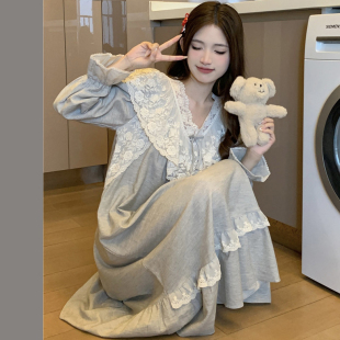 睡裙女款秋季春秋纯棉长袖2026新款可外穿公主风全棉连衣裙家居服