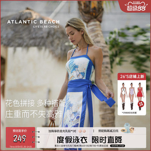 atlanticbeach双面印花复古泳衣