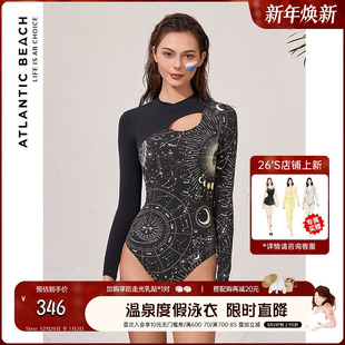 atlanticbeach泳衣女长袖 性感冲浪服 防晒连体游泳衣时尚