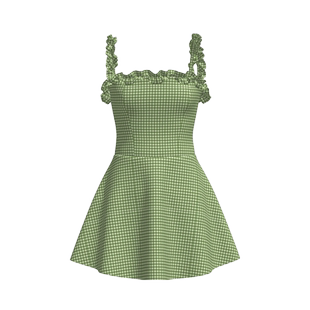 atlanticbeach度假泳衣俏皮复古连体裙式泳装夏季泡温泉