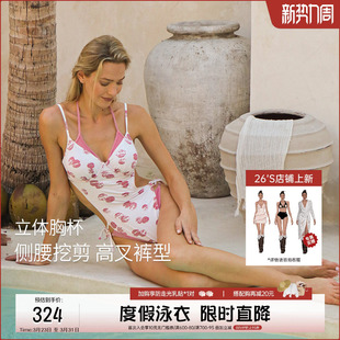 度假泳衣 拼接连体24新款 atlanticbeach浪漫唇印系列 性感露背时尚