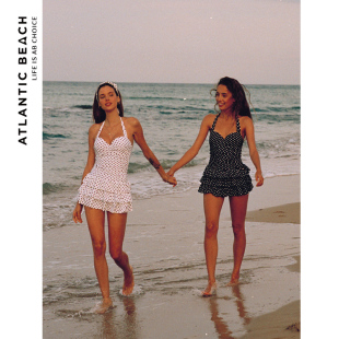 度假泳装 复古裙式 连体 性感法式 atlanticbeach泡温泉泳衣女大胸款