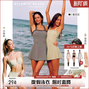 泡温泉 夏季 atlanticbeach度假泳衣俏皮复古连体裙式 泳装