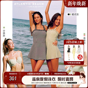 泡温泉 夏季 atlanticbeach度假泳衣俏皮复古连体裙式 泳装