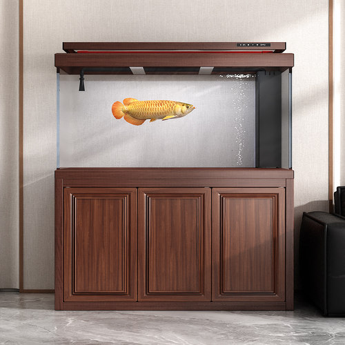 热卖！中古风客厅带柜鱼缸底滤