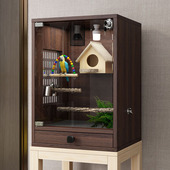 鹦鹉恒温箱子鸟笼繁殖箱别墅实木带抽屉鸽子笼飞鼠箱恒温幼鸟箱