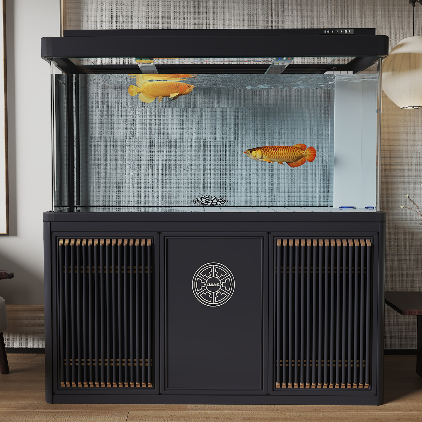 【中古风双圆弧带柜鱼缸】承重缸