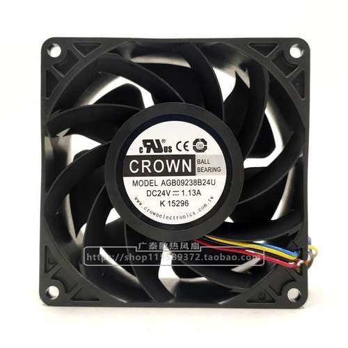 台湾CROWN AGB09238B24U 24V 1.13A PWM温控变频器大风量风扇9038