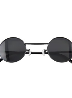 金钛美蒸汽风格墨镜ins正圆