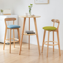 酒吧桌小圆桌子实木脚家用休闲简约阳台桌椅组合北欧高脚凳酒吧椅