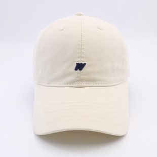 日韩系字母W刺绣做旧休闲复古时尚 百搭街头软顶鸭舌帽棒球帽新款