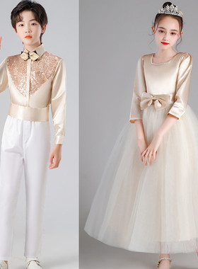 元旦儿童公主蓬蓬纱裙礼服演出服中小学生大合唱团诗歌朗诵表演服