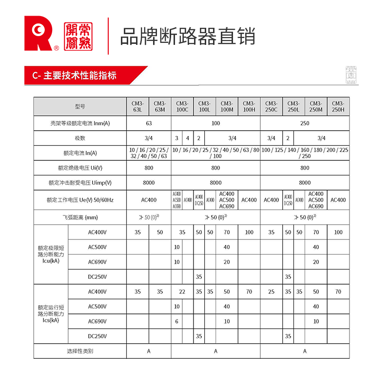 常熟现货CM3-2开关63050/系列断路器800L3P100/型63///塑壳400160