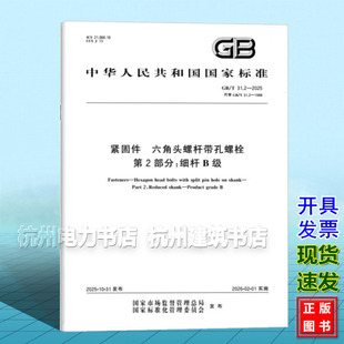 2025 31.2 紧固件 六角头螺杆带孔螺栓 B级 第2部分：细杆