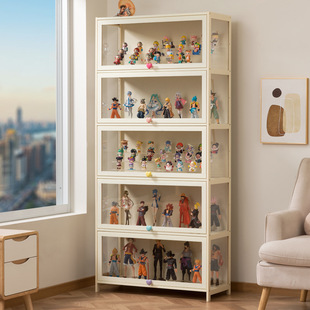 透明手办展示柜仿玻璃透明防尘巴胺盲盒陈列柜亚克力收纳柜书架