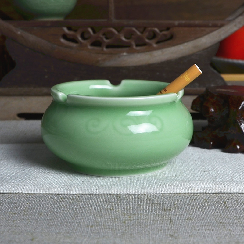 烟灰缸创意时尚大号不带盖龙泉青瓷烟灰缸卧室客厅个性陶瓷烟缸