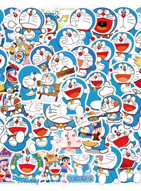 200张哆啦A梦机器猫卡通可爱贴画电脑手机平板吉他电动车头盔贴纸