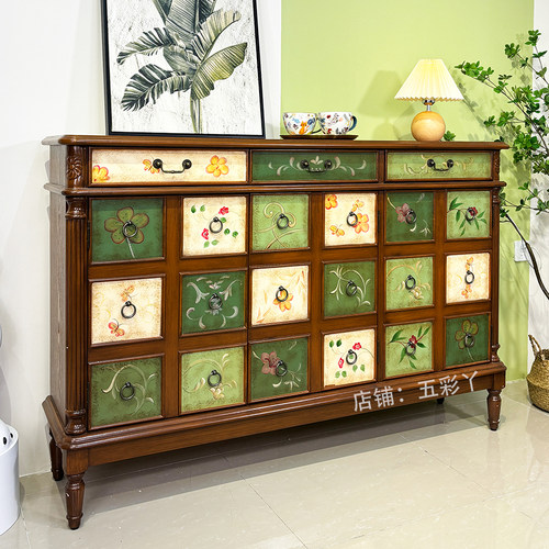 复古清新鞋柜五彩丫层板可调节