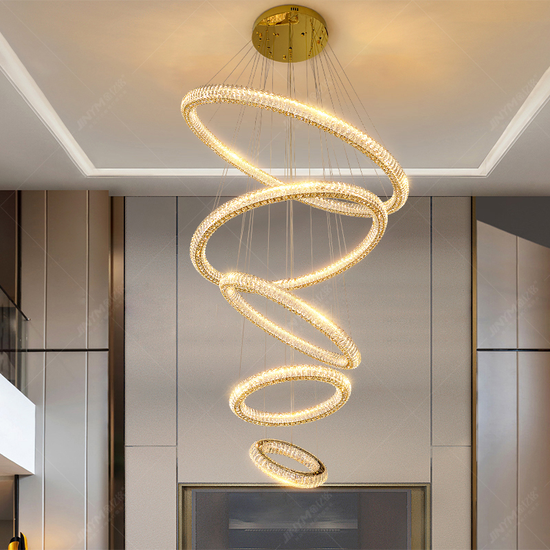 别墅大吊灯个性弯弧水晶