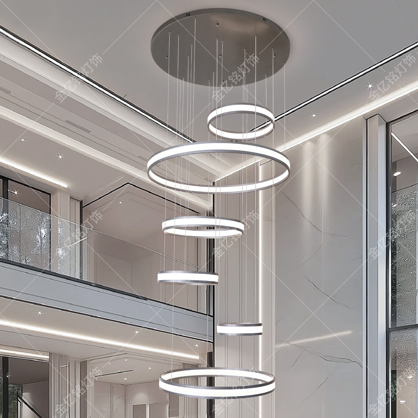 别墅客厅挑空大吊灯现代简约