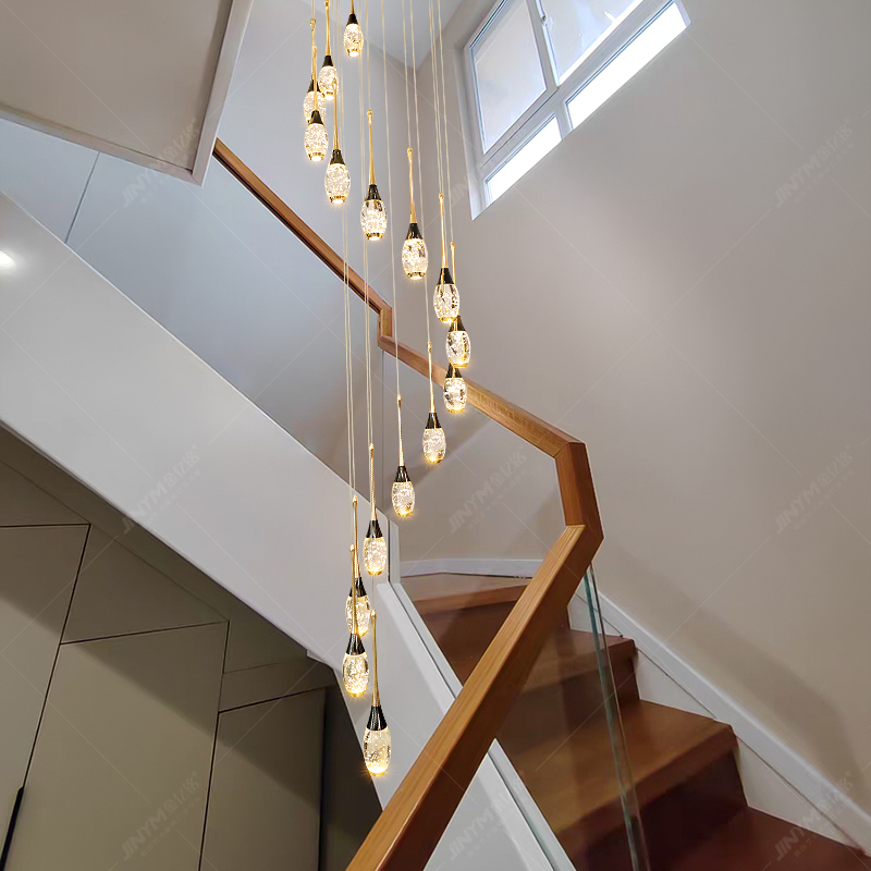 楼梯吊灯长吊灯奢华水晶灯