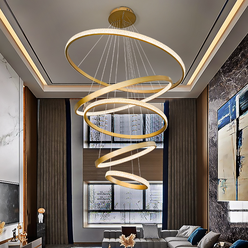 挑空大吊灯客厅别墅复式楼