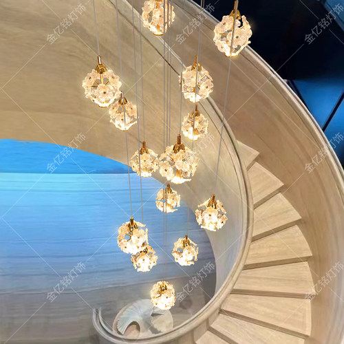 2025流行楼梯吊灯现代简约挑高