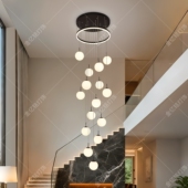 挑高别墅旋转楼梯间长吊灯创意个性 极简复式 楼loft公寓挑空客厅灯