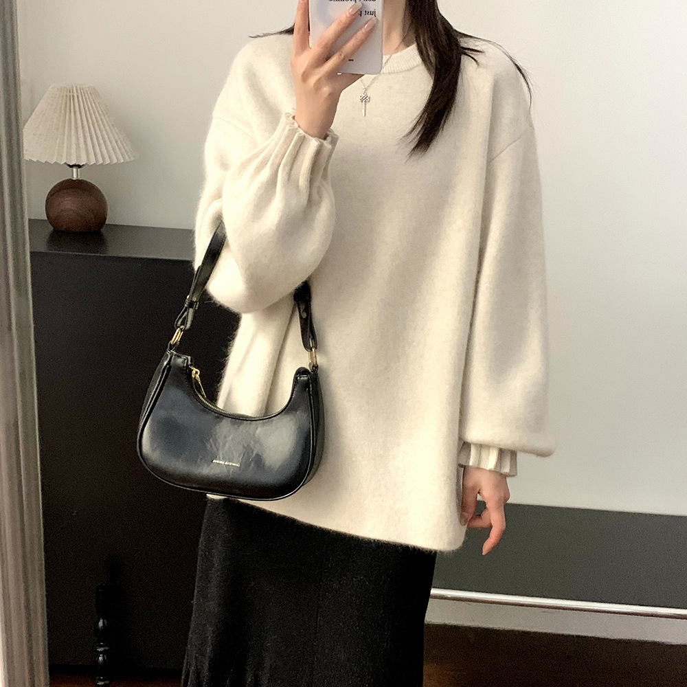 桐乡法丽服饰奶fufu浣熊绒毛衣女装宽松针织衫25春季新款内搭