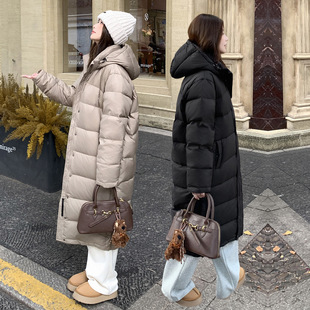 江西共青城羽绒羽绒服女长款2025年冬季新款宽松过膝加厚保暖面包